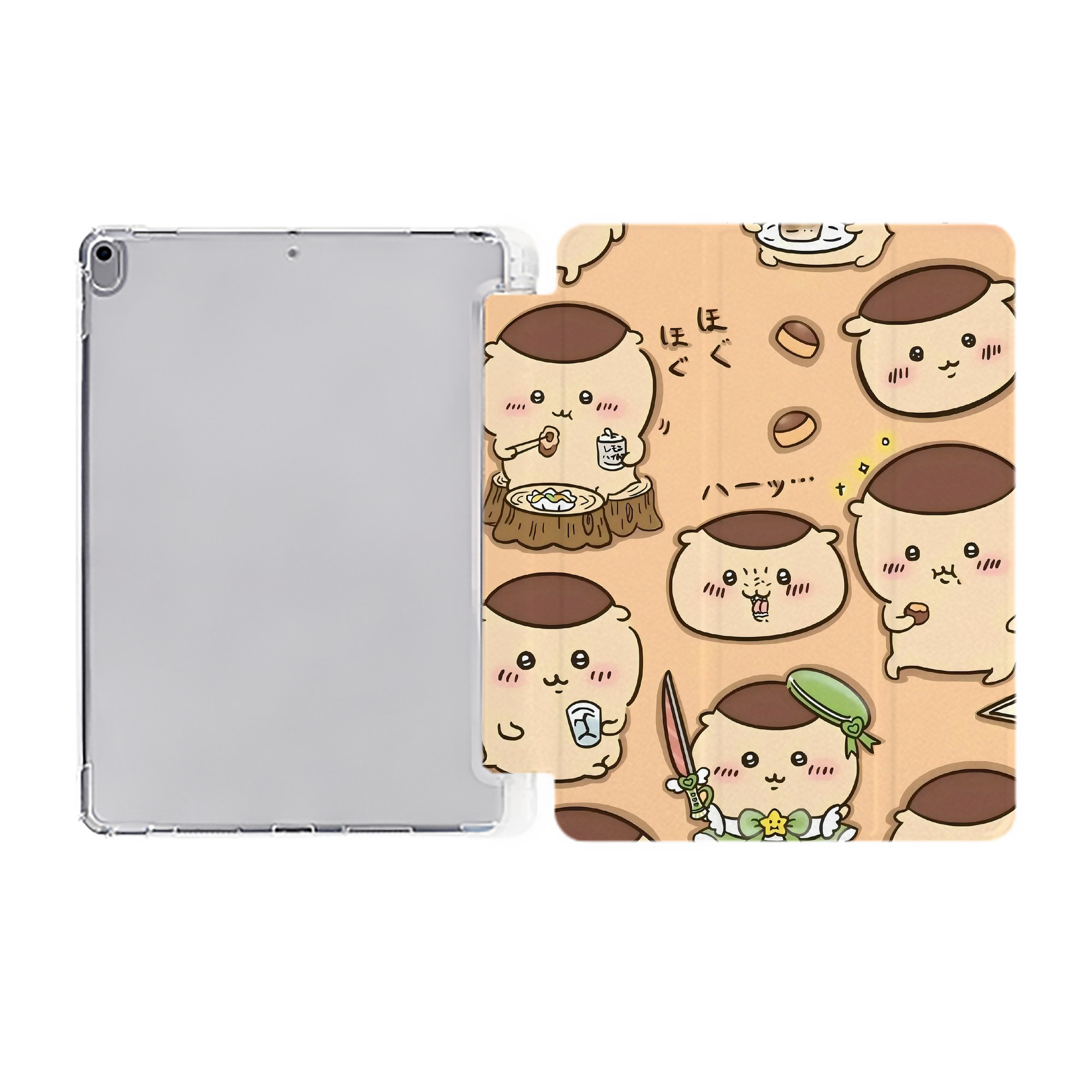 （画像用） ちいかわ Chii-kawa IPad ケース ペン収納付き 三つ折りスタンド PUレザー×シリコン 対応機種9.5/10.5/10.9インチ